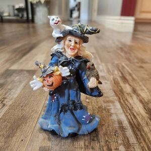 K's Collection Witty Witches Halloween Figurine Witch Ghost Pumpkin Resin 5.5"